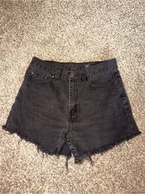 George Black High-Rise Frayed Denim Shorts